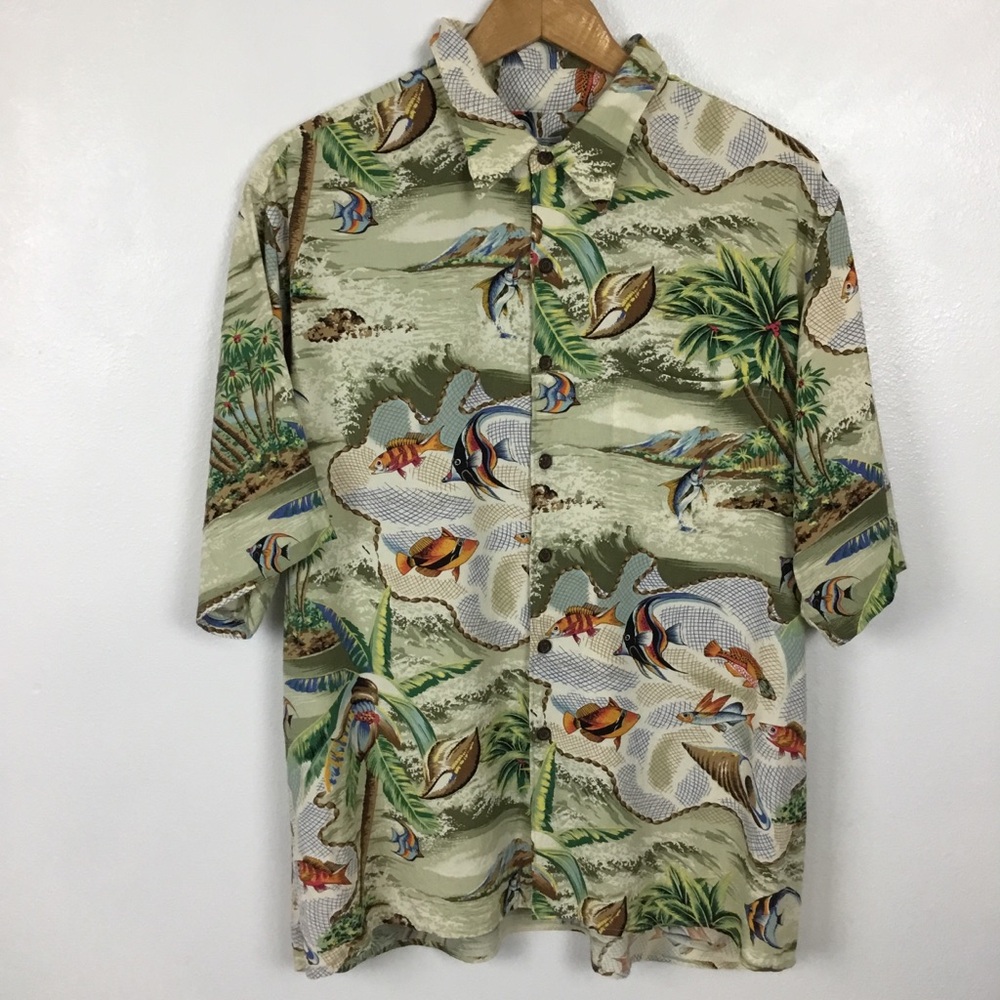 REYN SPOONER Made in Hawaii Tropical Hawaiian Resort Cabana Shirt XL